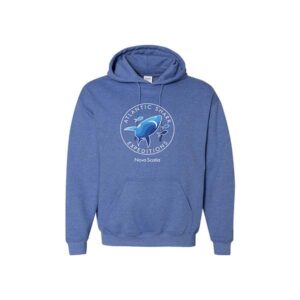 Blue hoodie Atlantic Shark Expeditions logo