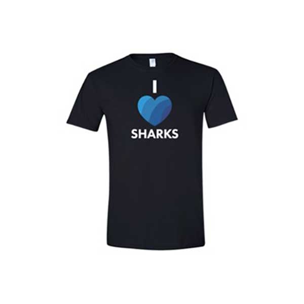 Black I heart sharks tshirt for sale