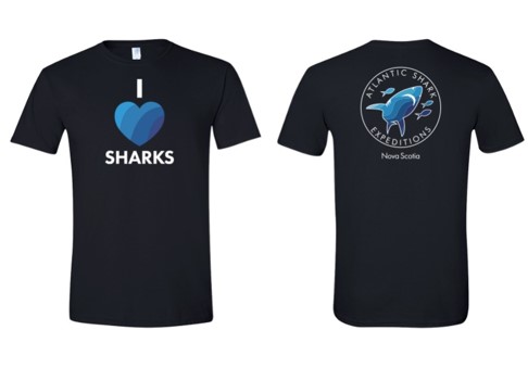 Black I heart sharks tshirt for sale