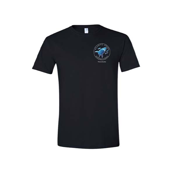 Black tshirt Atlantic Shark Expeditions logo