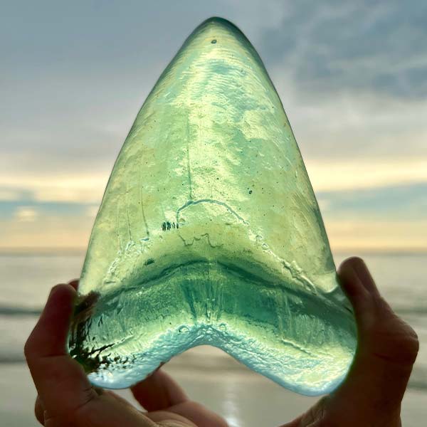 Meg tooth glass in sea foam colour