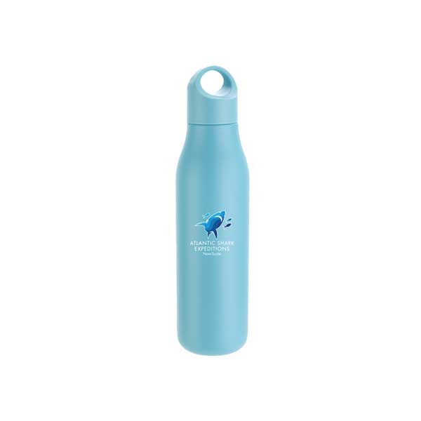 Aqua water bottle with Atlantic Shark Expedition logo